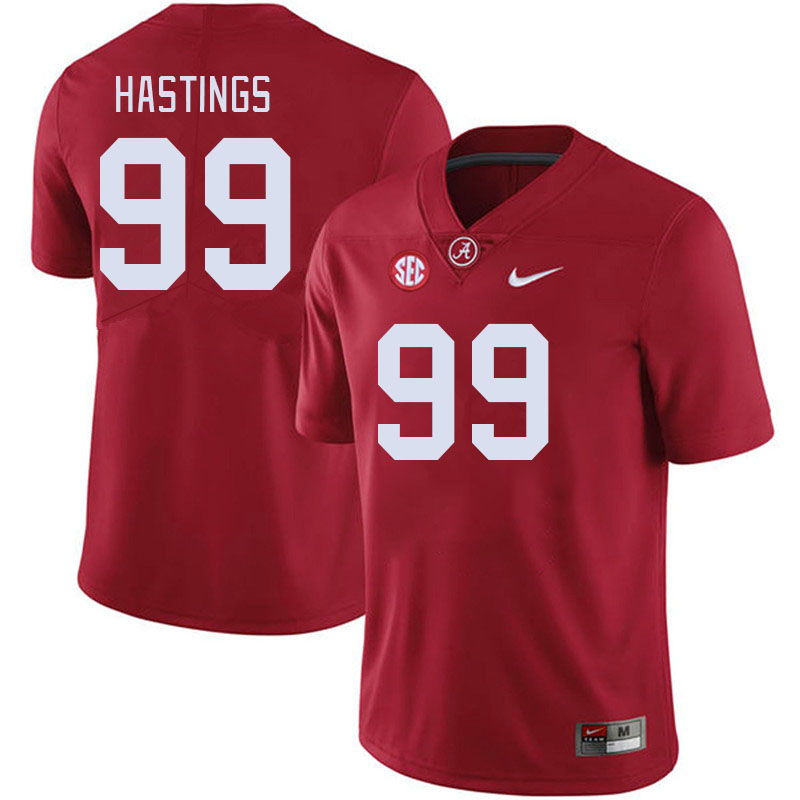 Men #99 Isaiah Hastings Alabama Crimson Tide College Footabll Jerseys Stitched-Crimson